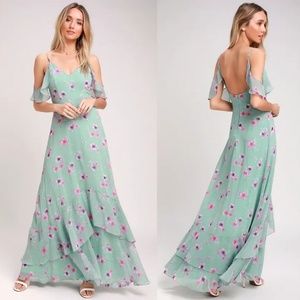 3 for 1 NWT Lulu's Mint Green Floral Maxi Dress + 2 Lulu's Dresses